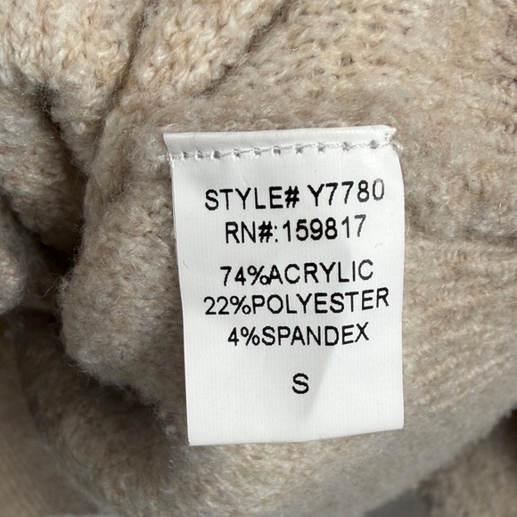 Altar'd State Tan Cardigan & Cream Bows. Oversized Small. Defect small hole - Picture 4 of 6